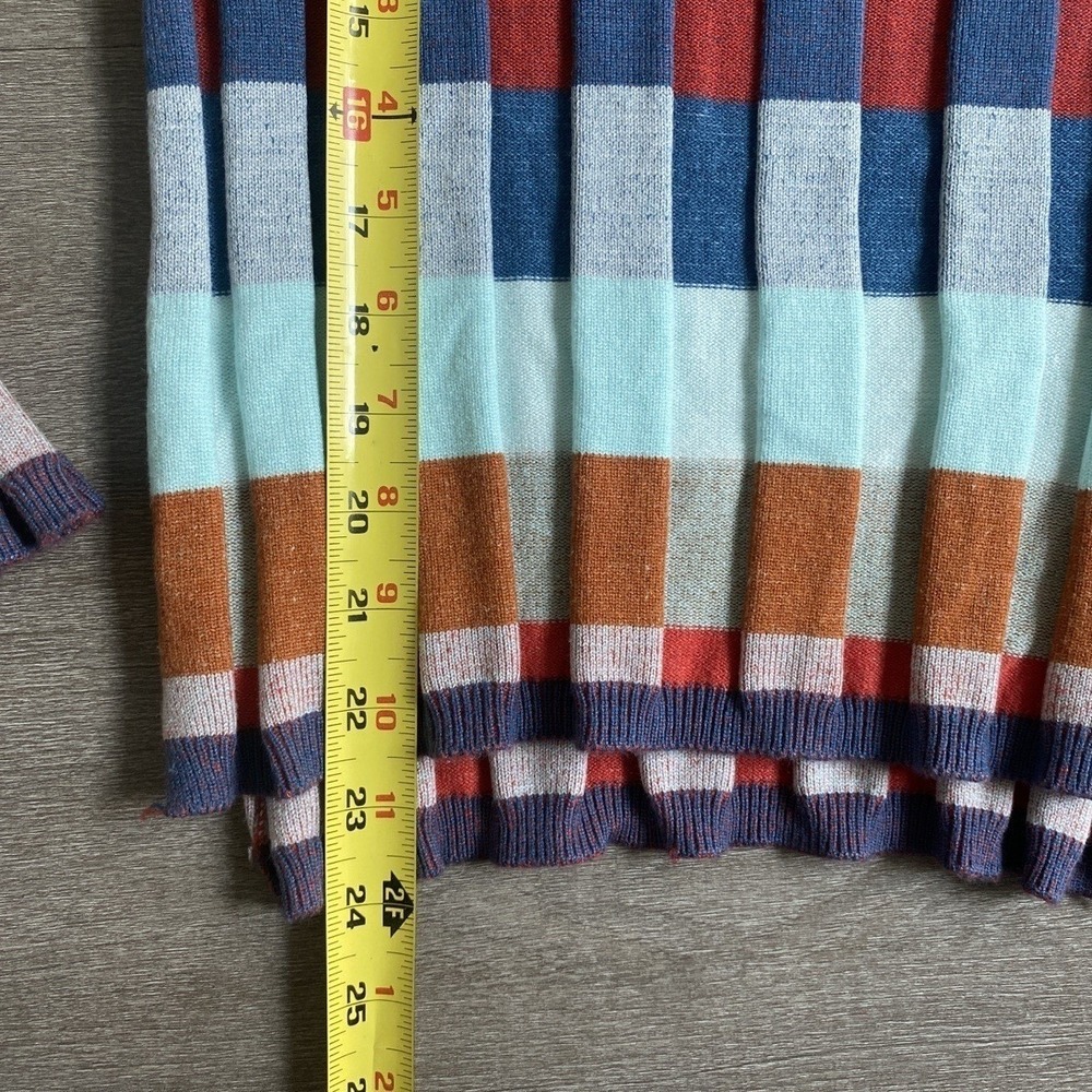 Multicolored Plaid Check Pattern Whimsical Ribbed Knit Turtleneck Vtg M/L 1353 - Picture 6 of 7